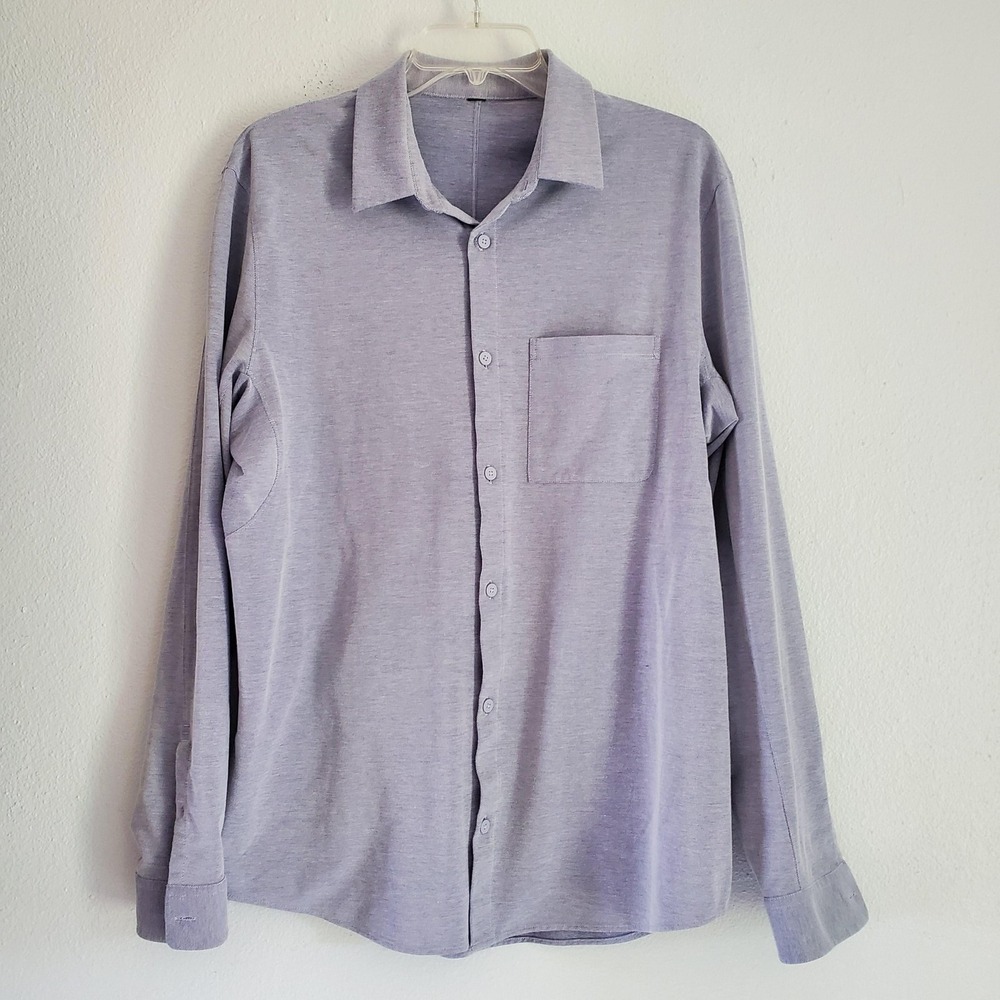 Lululemon Shirt Mens Large Button Down Long‎ Sleeve Collared Live In Practice